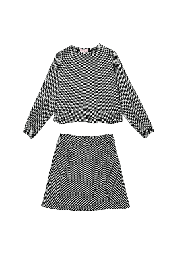 Pullover & Maggie Mini Skirt Set - Checkerboard