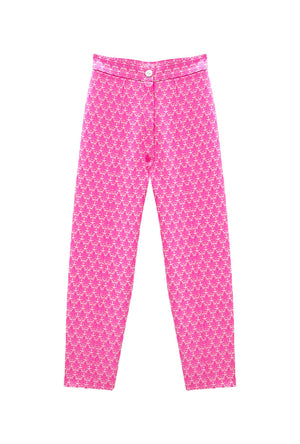 Run for the Roses Cropped Cigar Pant - Pink Damask