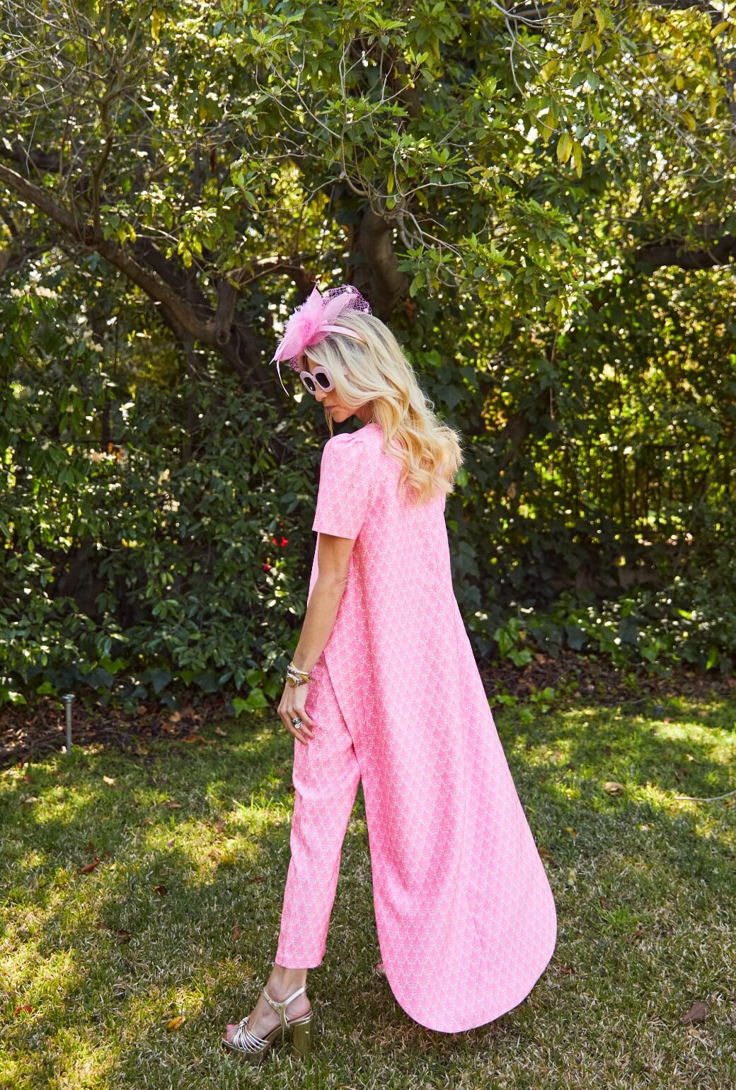 Run for the Roses Cropped Cigar Pant - Pink Damask