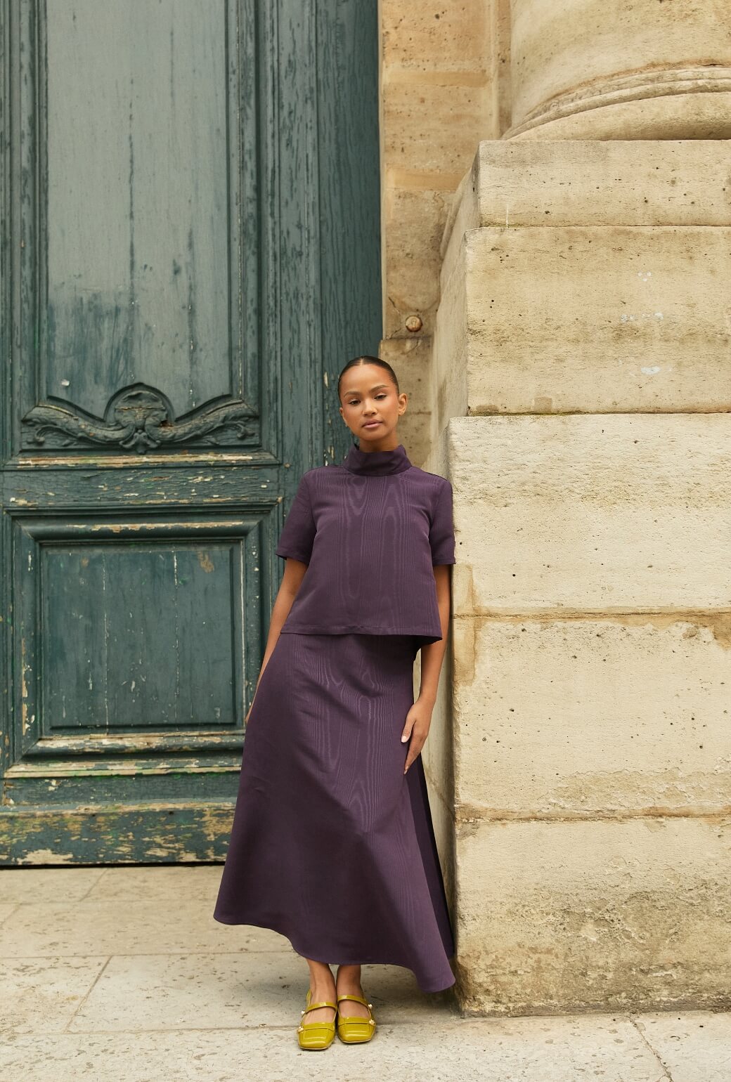 Short Sleeve Mod Top - Eggplant Moiré