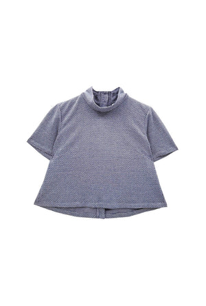 Short Sleeve Mod Top - Navy Knit