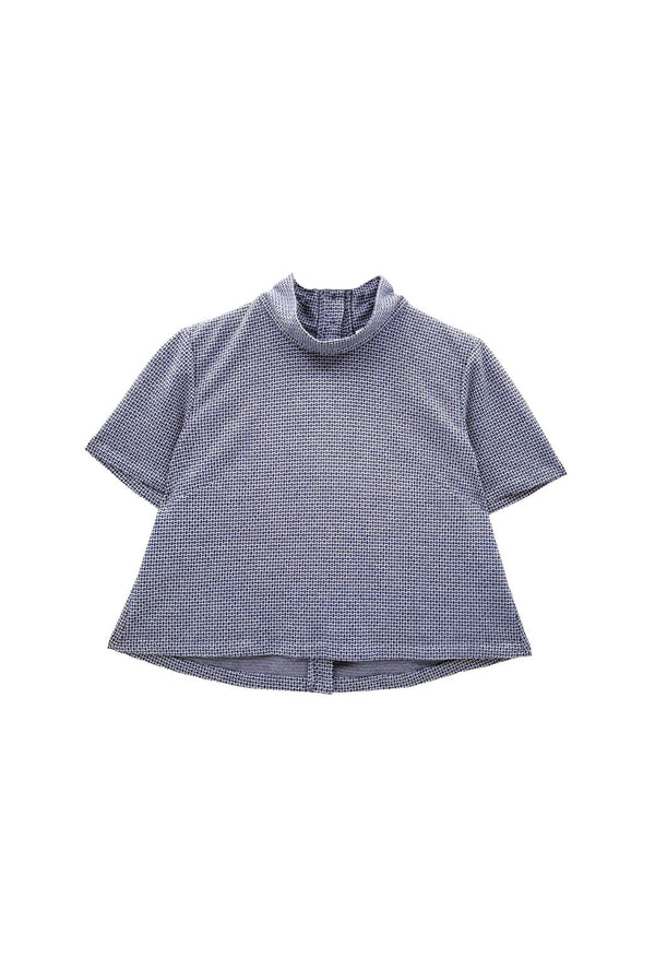 Short Sleeve Mod Top - Navy Knit