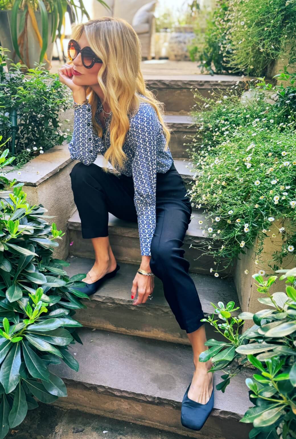 Skipper Blouse - Blue Lattice
