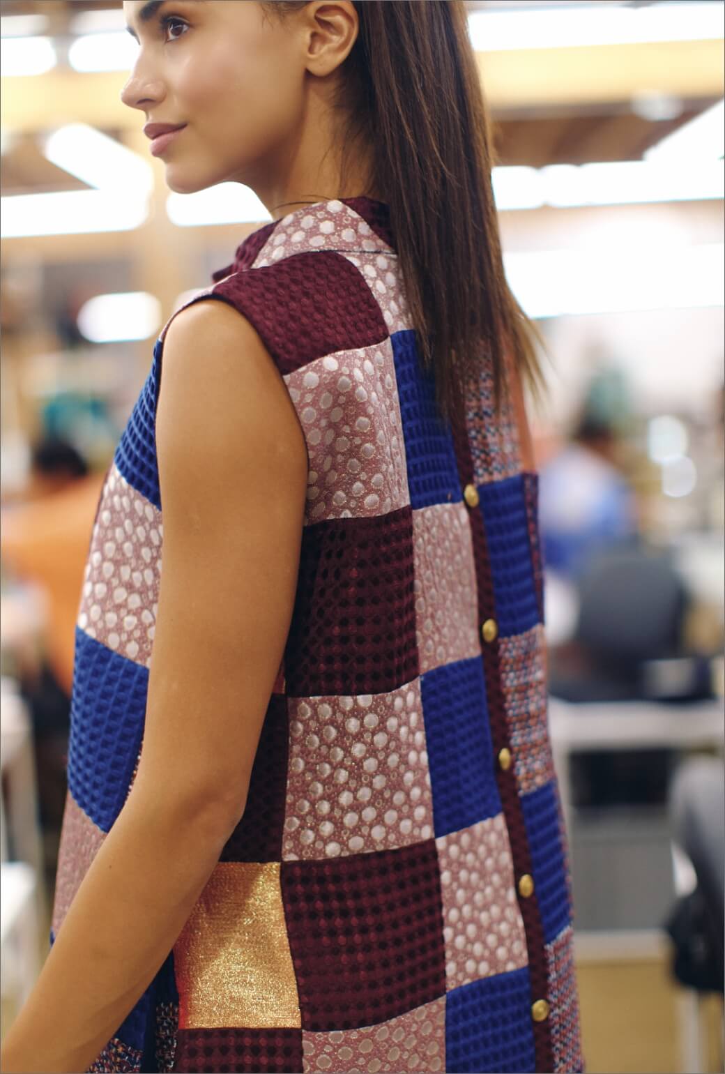 Sleeveless Mod Dress - Burgundy & Gold
