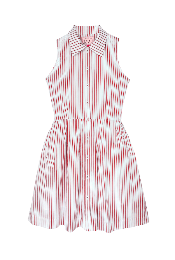 Sleeveless Placket Front MINI Shirtdress - Ruby