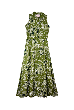 Buru x Jaimie Dewberry Sleeveless Shirtdress - Green Floral