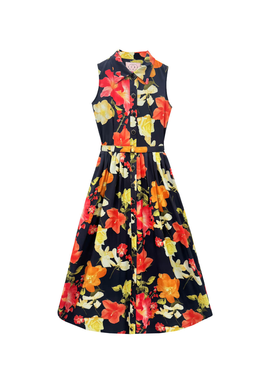 Sleeveless Shirtdress MIDI - Hibiscus