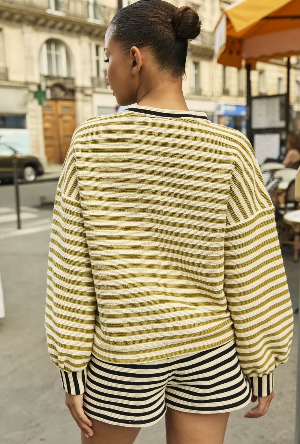 Snappy Pullover - Moss Striped Terry
