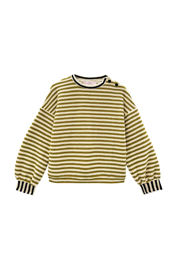 Snappy Pullover - Moss Striped Terry