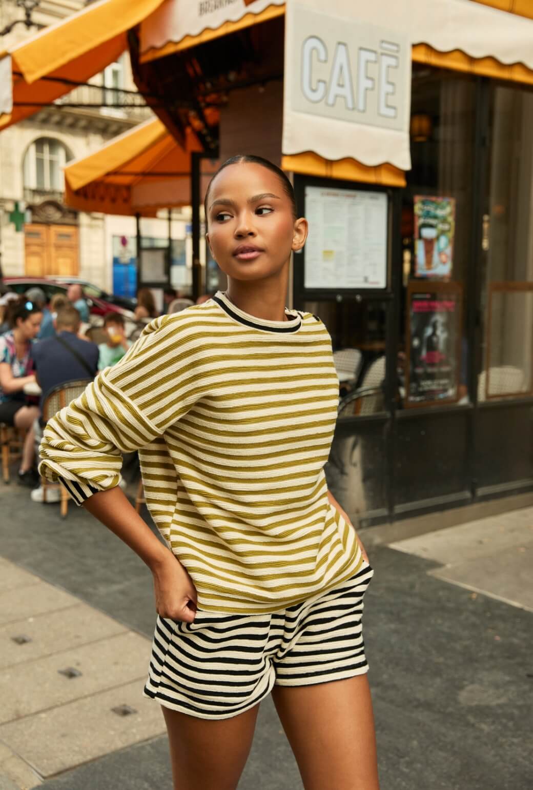 Tailored Everyday Shorts - Black Striped Terry