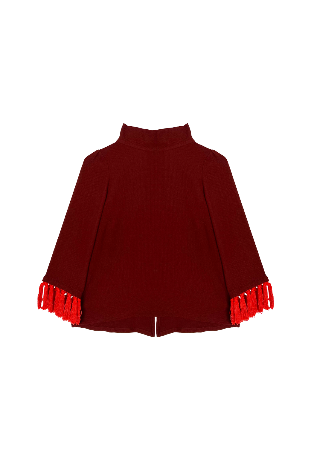 Tasseled Lounge Top - Maroon & Orange