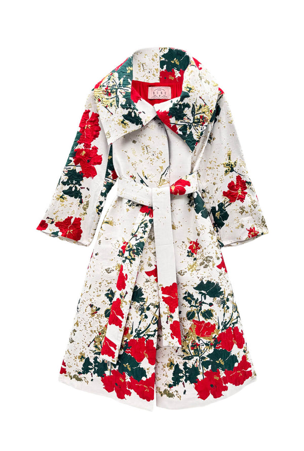 The Belted Grace Coat - Holiday Brocade