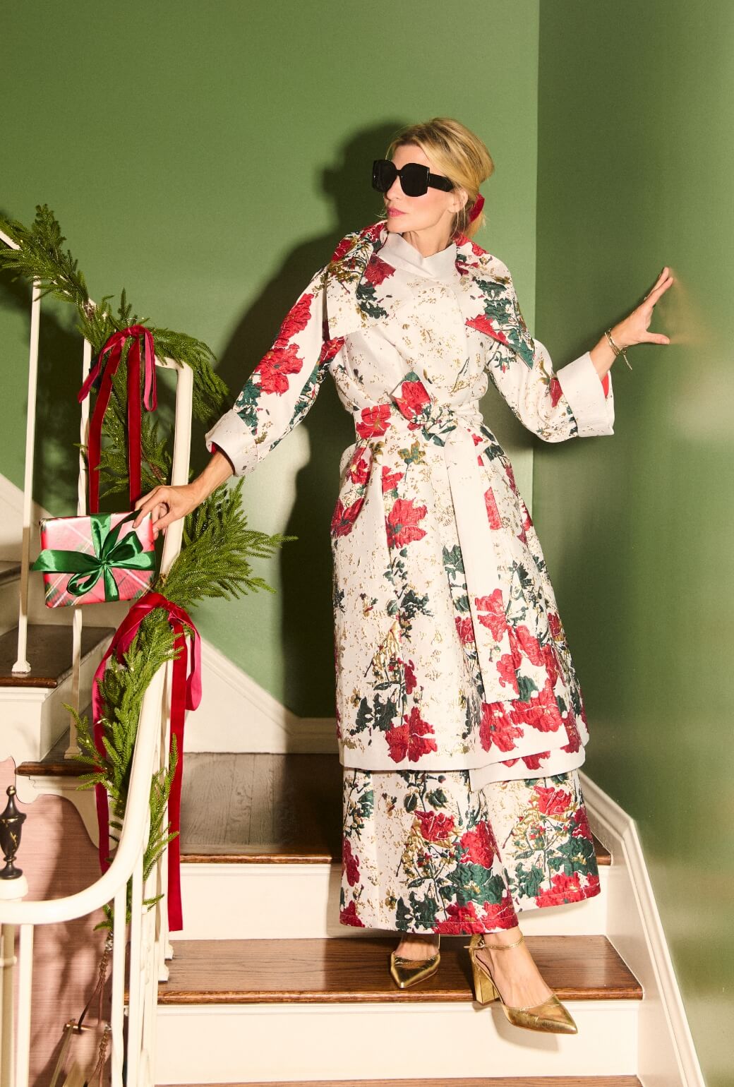 The Belted Grace Coat - Holiday Brocade