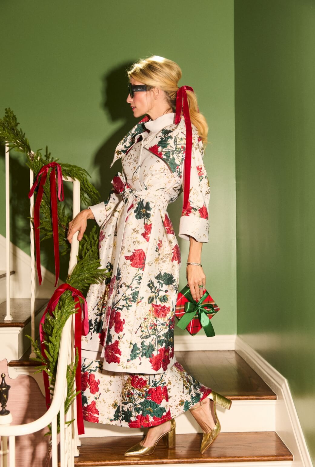 The Belted Grace Coat - Holiday Brocade