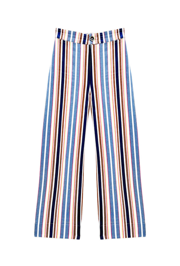 The Charlie Pant - Brown Stripe Twill