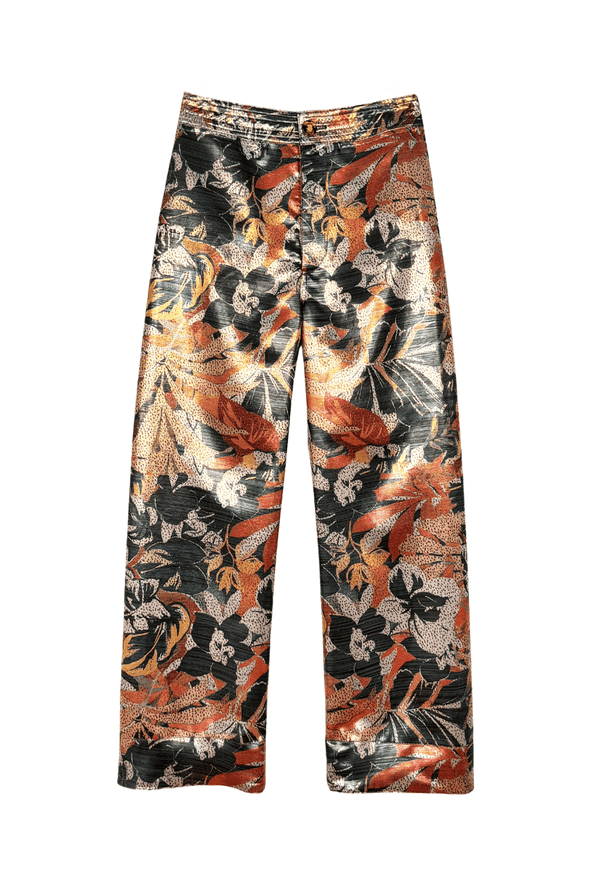 SAMPLE - The Charlie Pant - Rose Gold Floral Lame