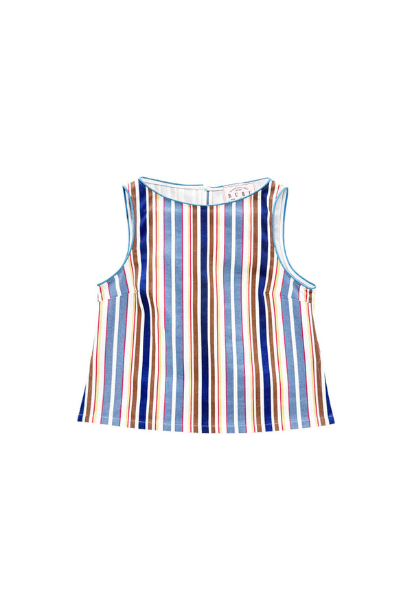 The Farrow Top - Brown Stripe Twill