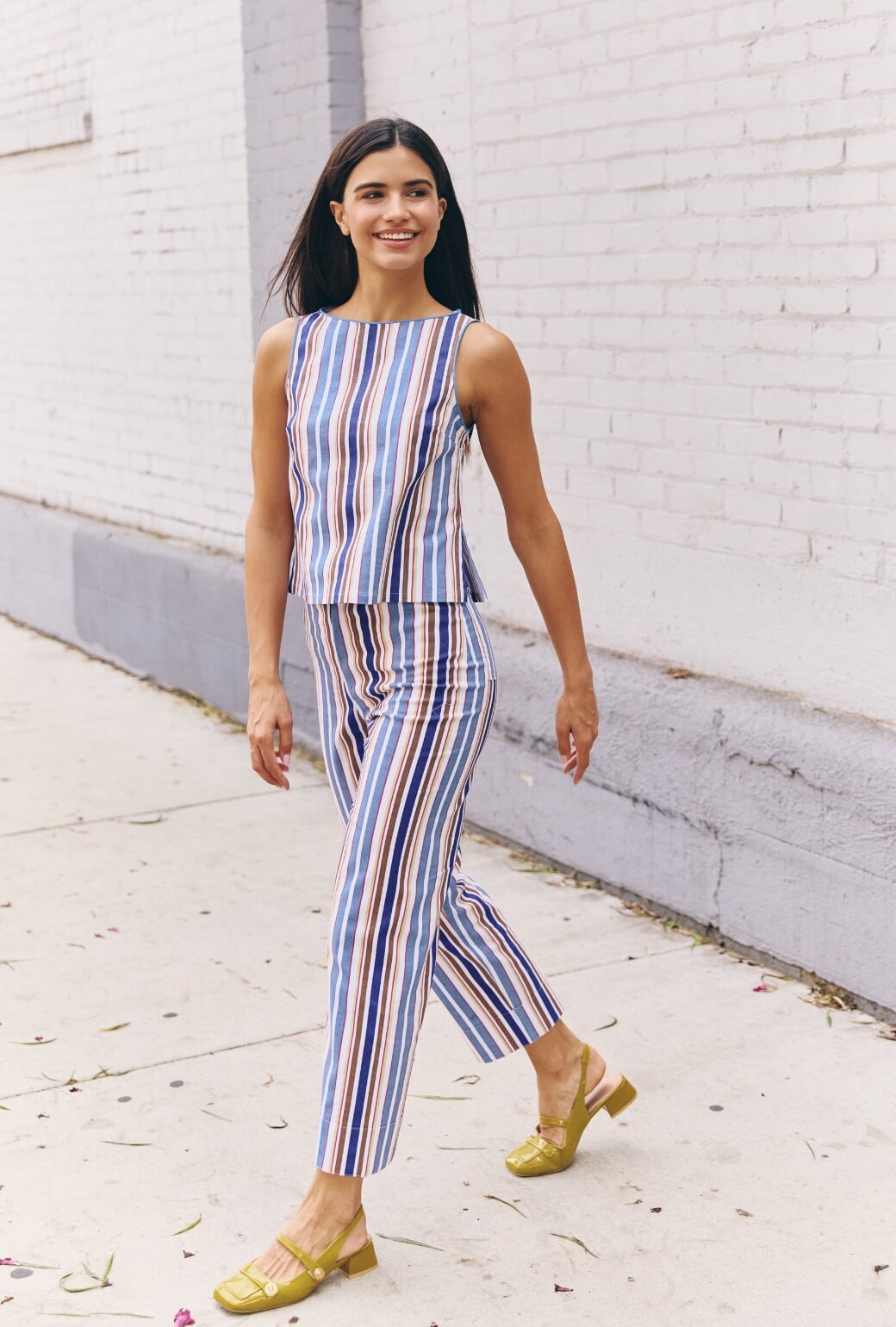 The Farrow Top - Brown Stripe Twill