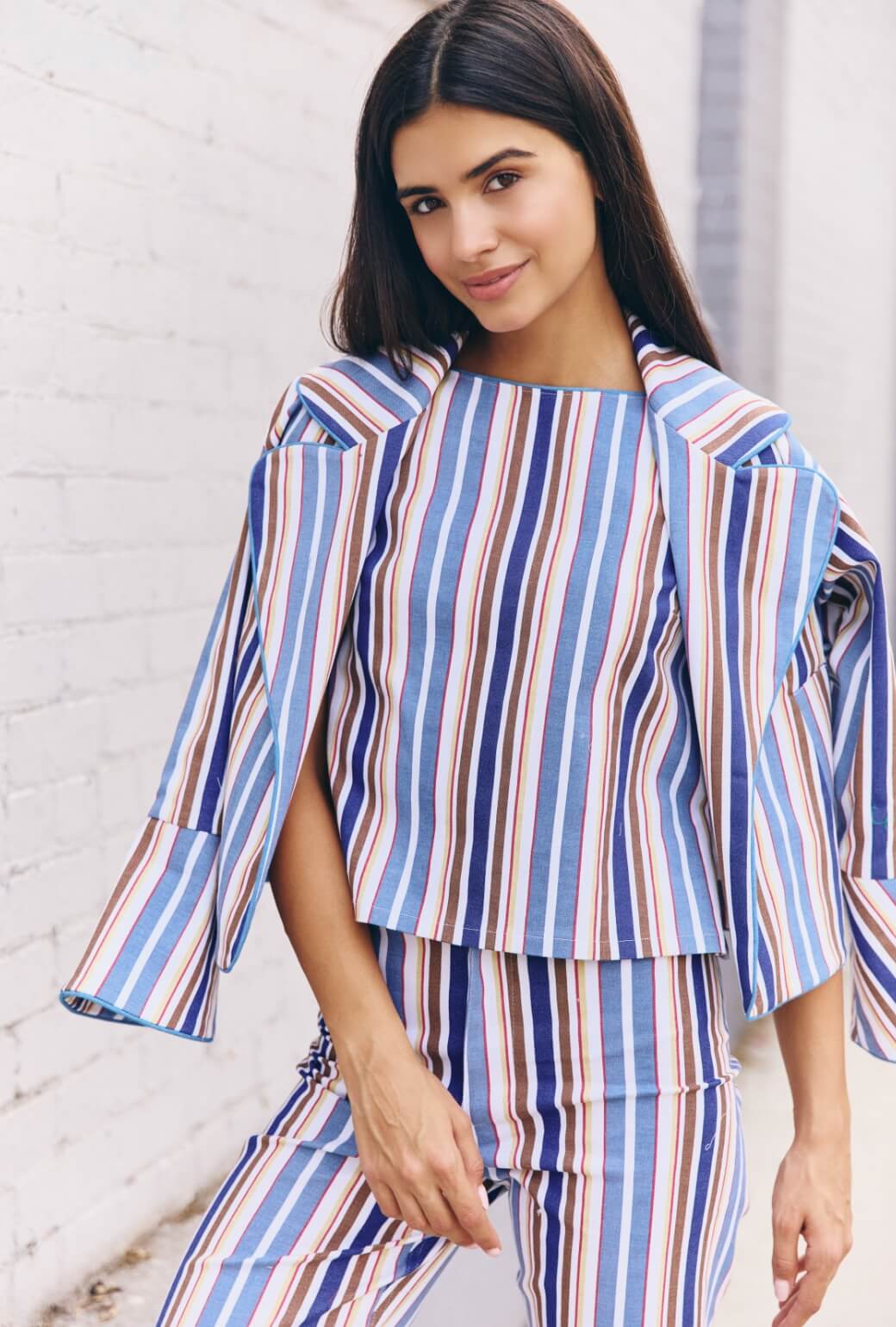 The Farrow Top - Brown Stripe Twill