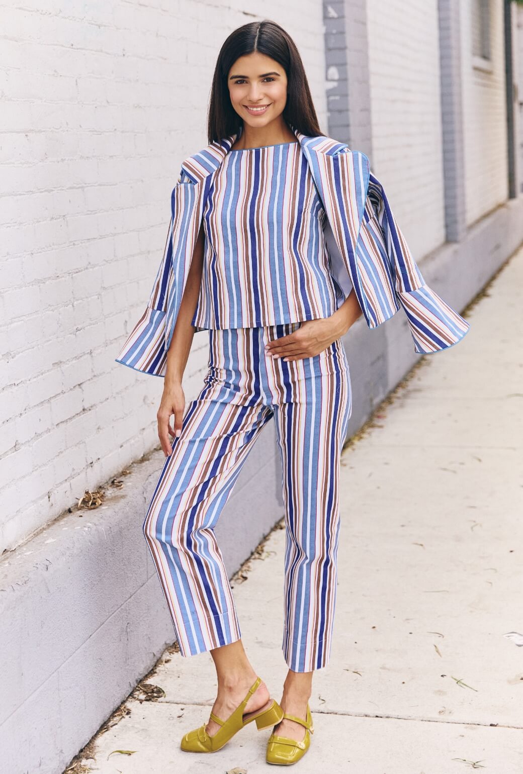 The Farrow Top - Brown Stripe Twill