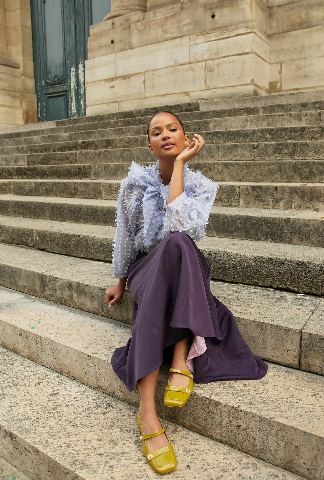 The Laura Skirt - Eggplant Moiré