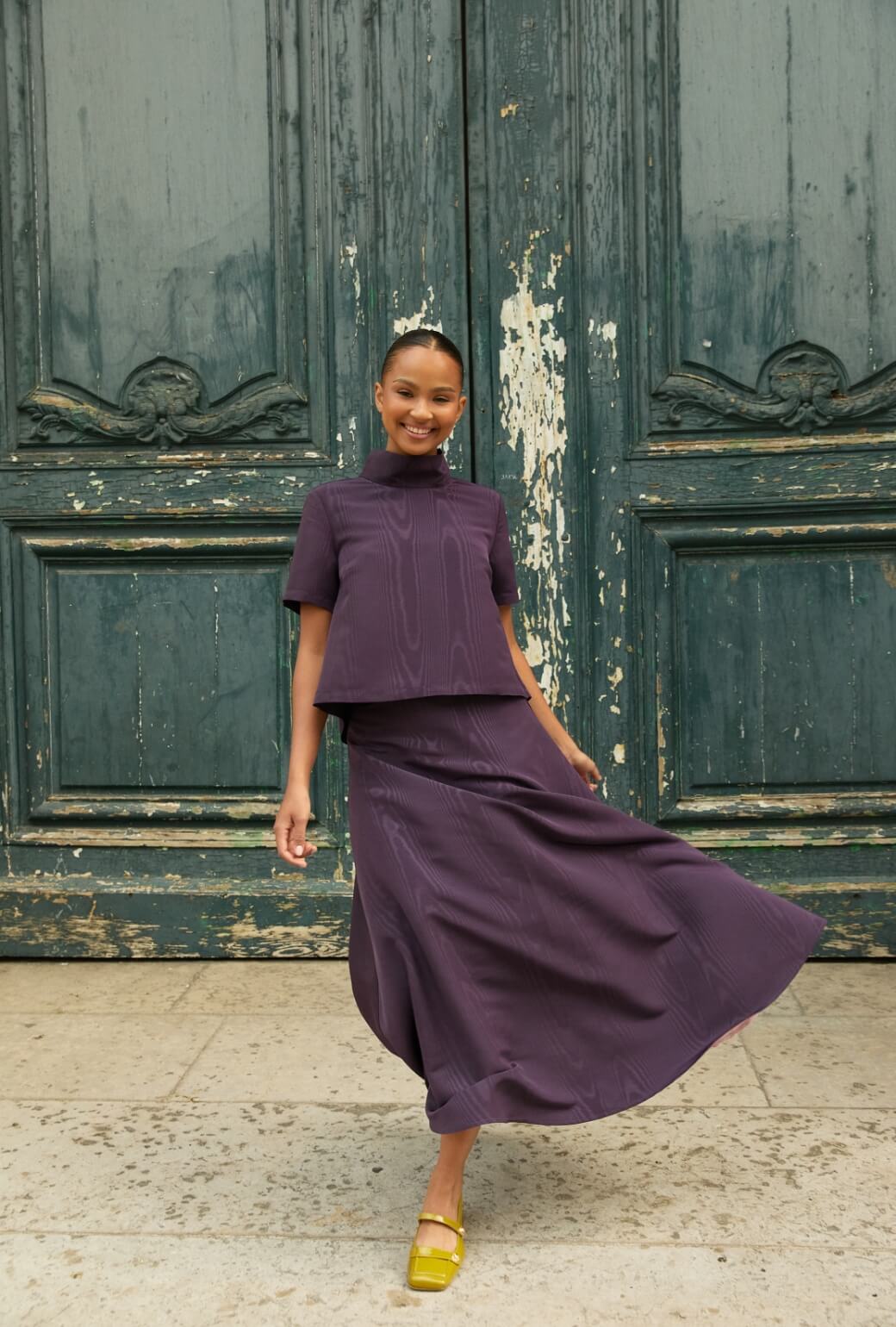 The Laura Skirt - Eggplant Moiré