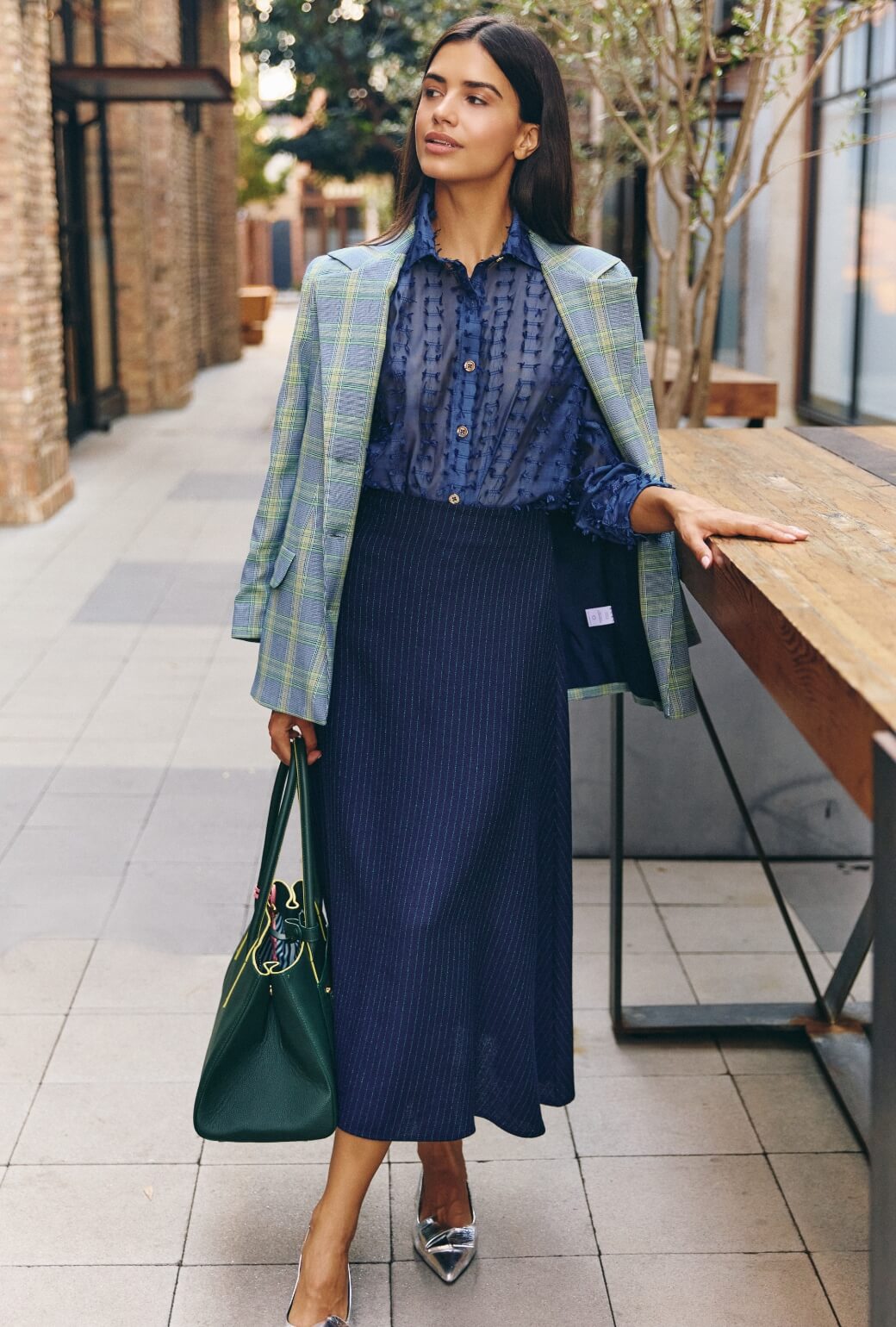The Laura Skirt MIDI - Pinstripe