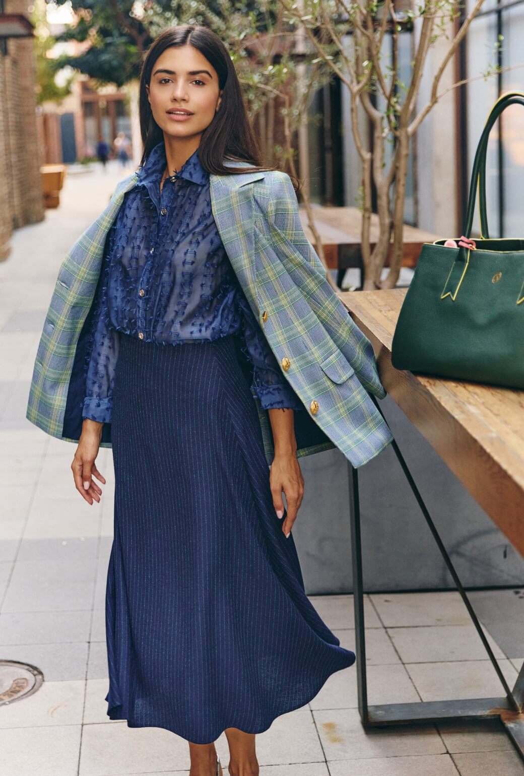 The Laura Skirt MIDI - Pinstripe