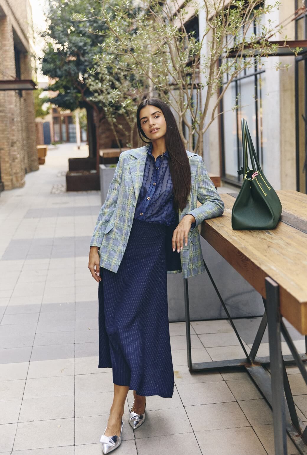 The Laura Skirt MIDI - Pinstripe