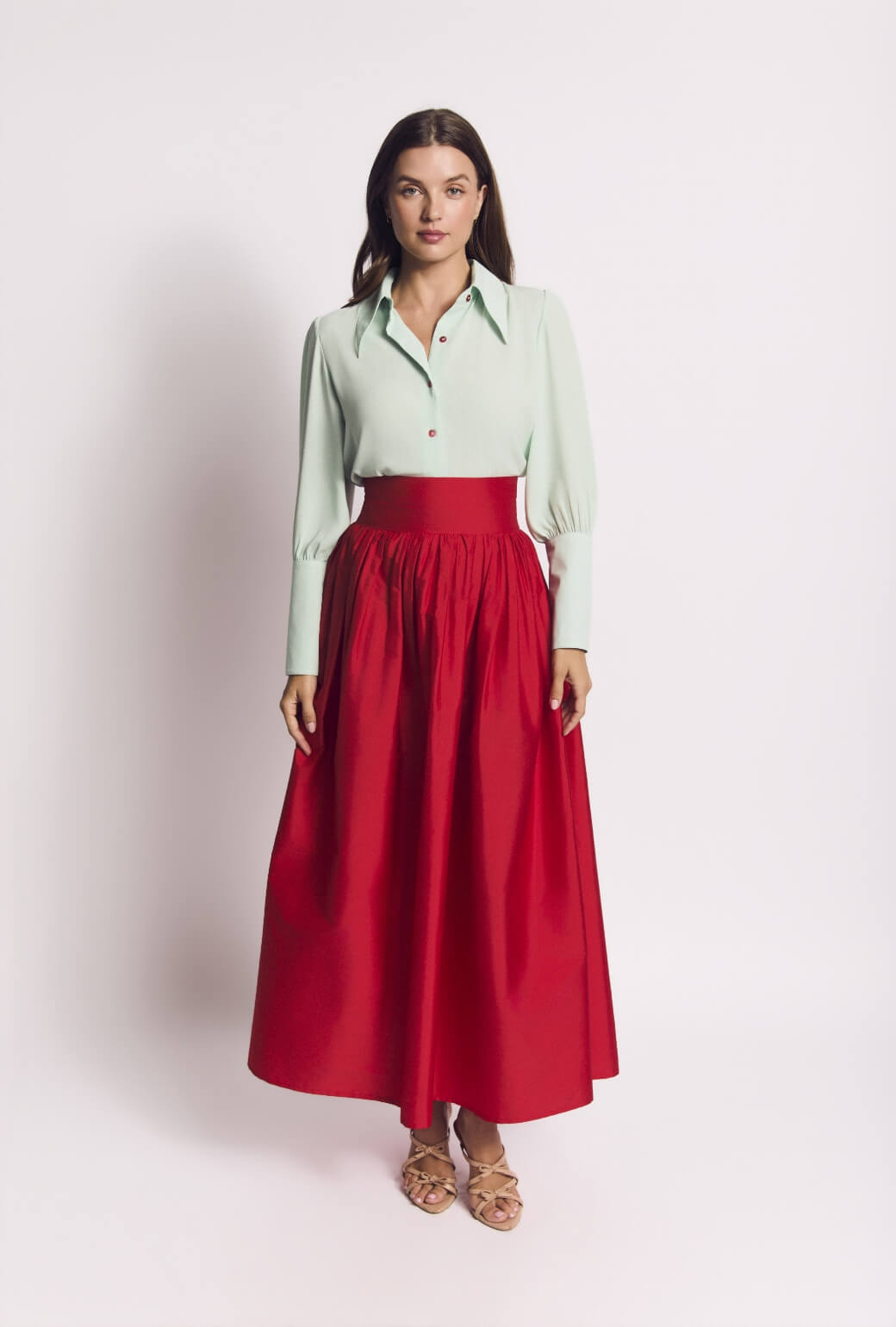 The Marilyn Skirt Maxi - Red Taffeta – BURU