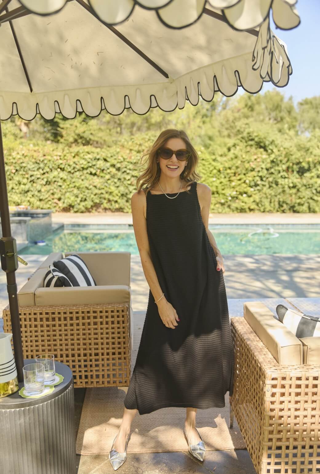 Buru x Megan Stokes The Megan MIDI Dress - Black Pintuck Knit