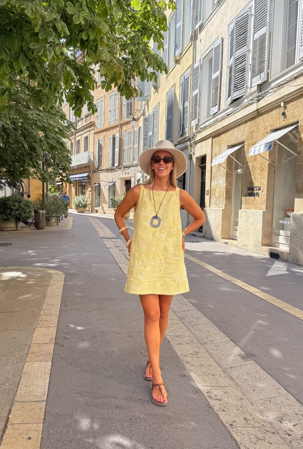Buru x Megan Stokes The Megan MINI Dress - Yellow Linen Embroidery