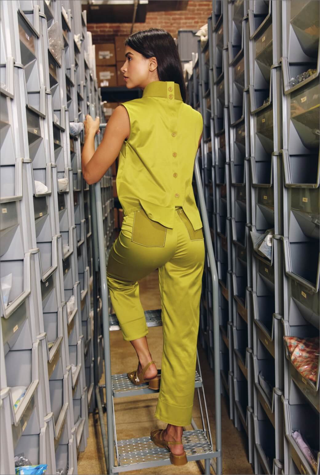 The Patch Pocket Charlie Pant - Chartreuse Sateen