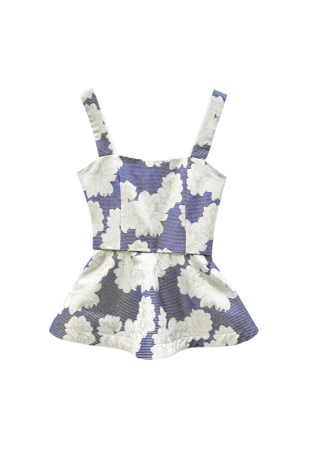 Buru x Val The Peplum Bustier -Navy Floral Brocade
