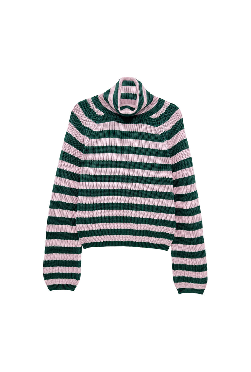 The Schafer Stripe Sweater - Deep Green & Ballet Pink