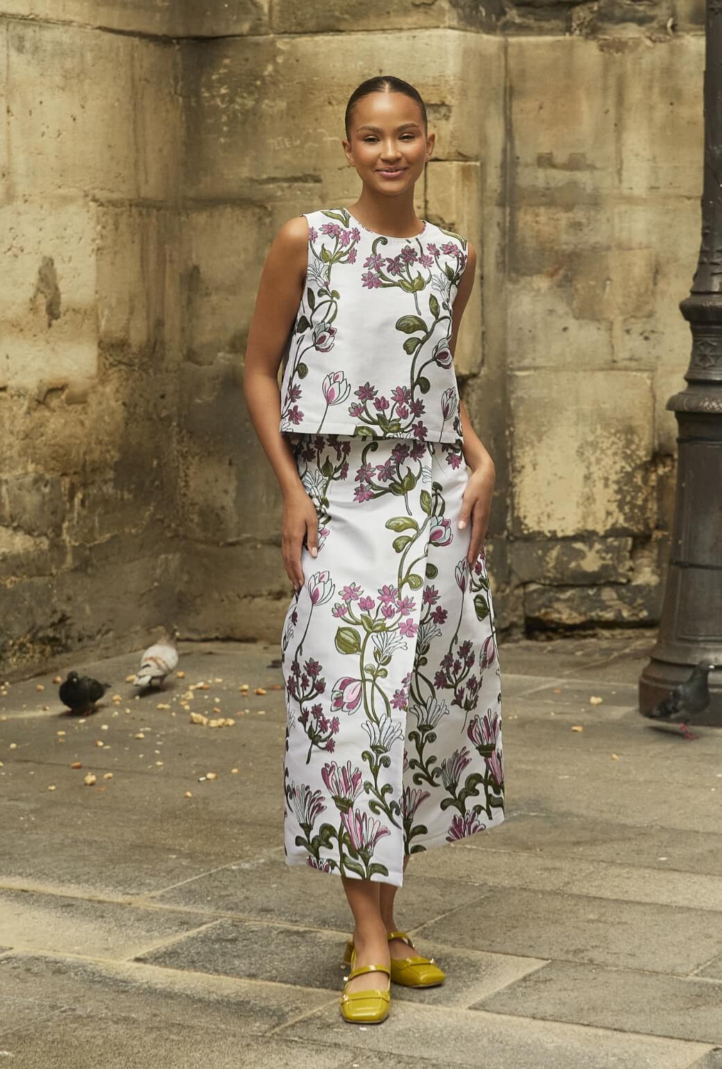 The Whitney Wrap Skirt - Pewter Vines