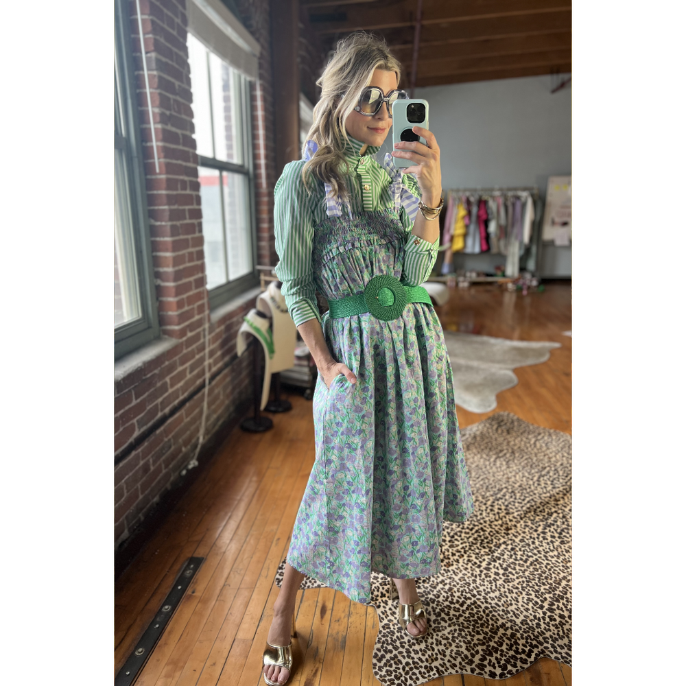 Tie Top MIDI Dress - Lilac Daisy, image