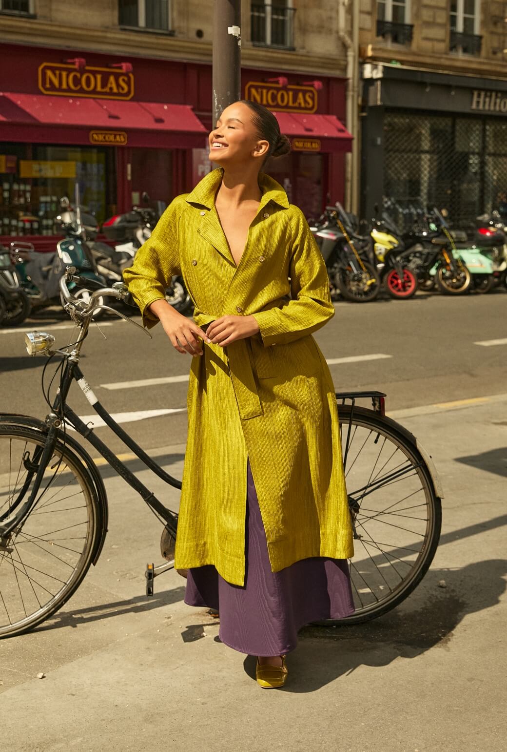 Trench Coat - Ribbed Chartreuse