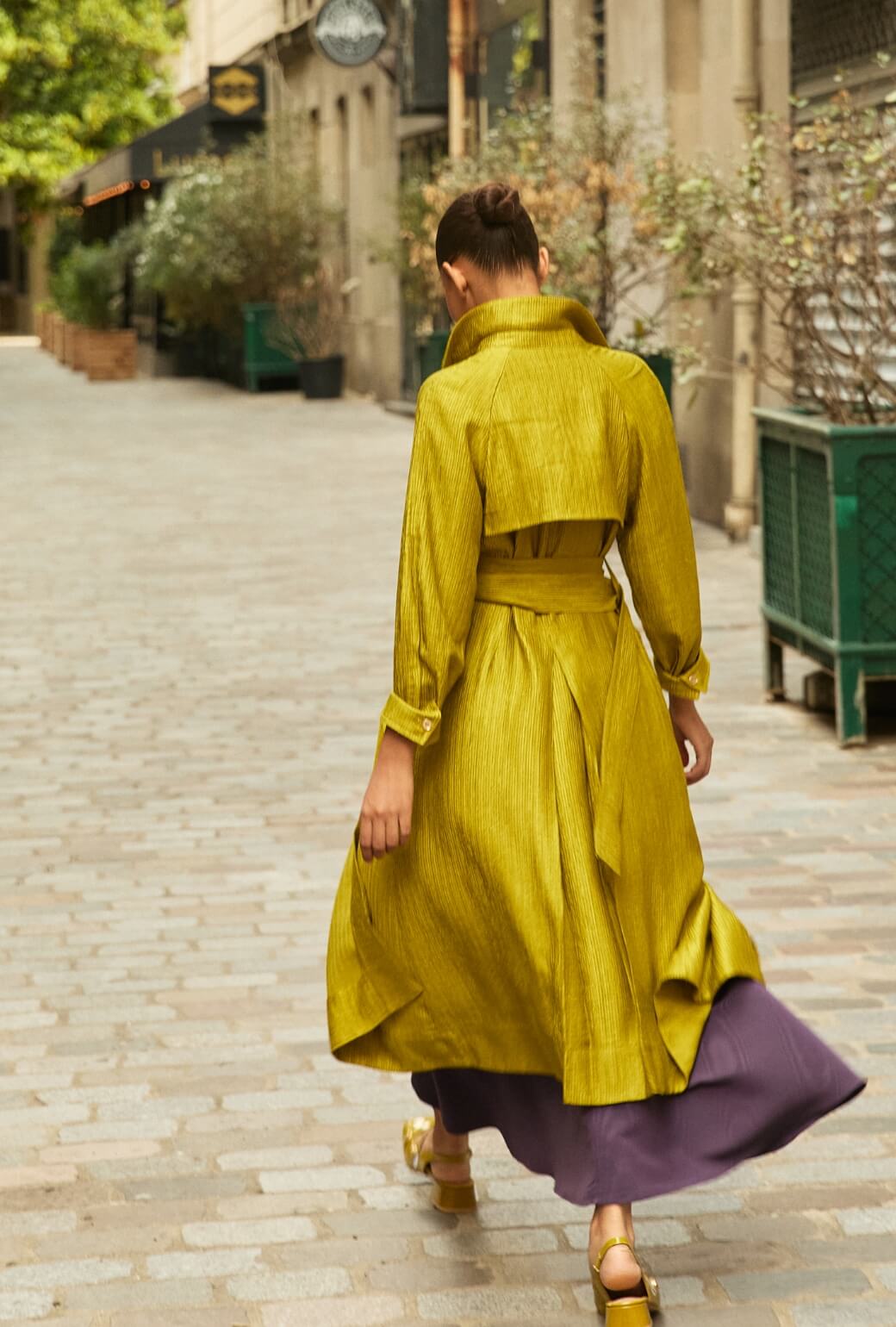 Trench Coat - Ribbed Chartreuse