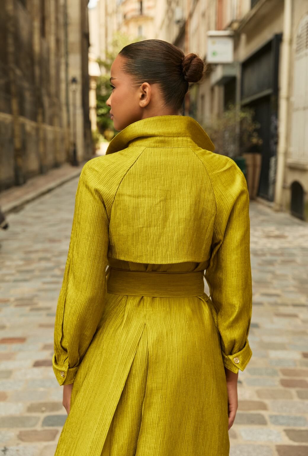 Trench Coat - Ribbed Chartreuse