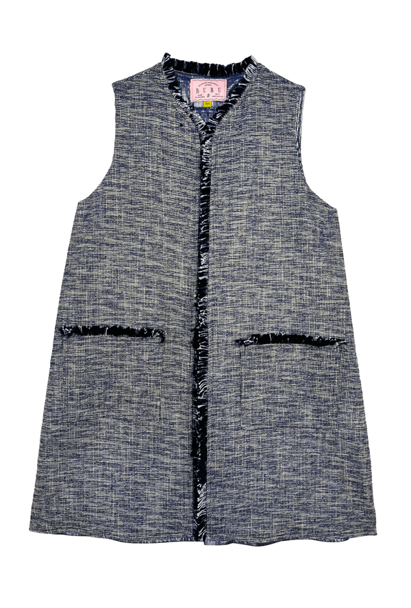 Tweed Vest - Sapphire