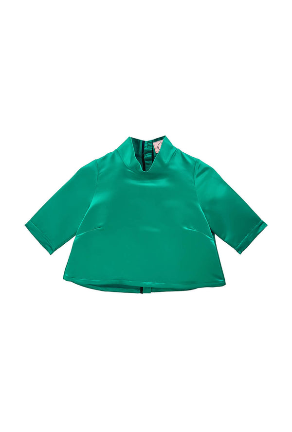 Buru x Old Soul Etiquette Twiggy Top - Green Satin