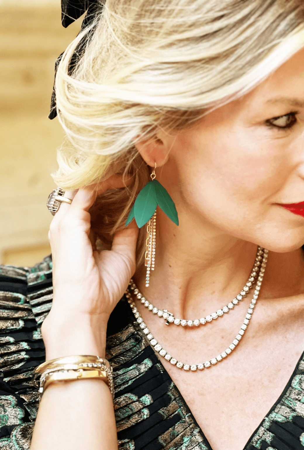 Upside Down Fleur Earrings - Green