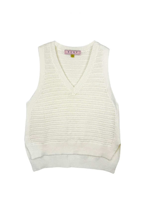 SAMPLE - V-Neck Sleeveless Sweater - Off White