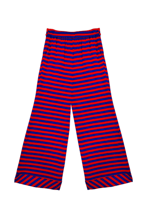 Wide Leg Knit Trouser - Red & Blue Stripe