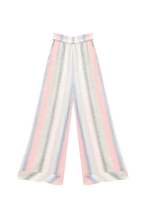 Wide Leg Trouser - Lake Stripe