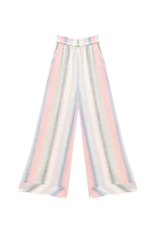 Wide Leg Trouser - Lake Stripe