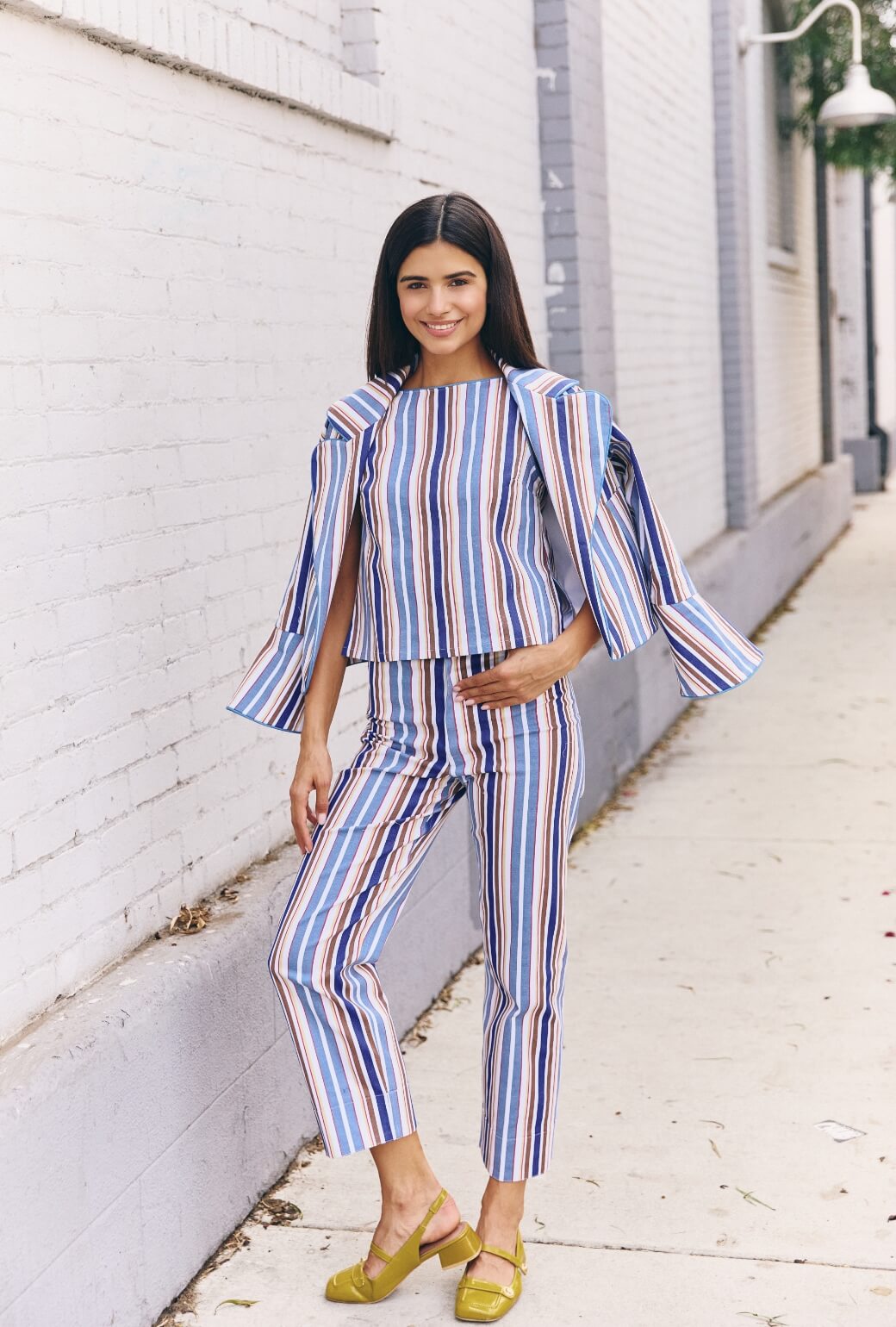 The Charlie Pant - Brown Stripe Twill