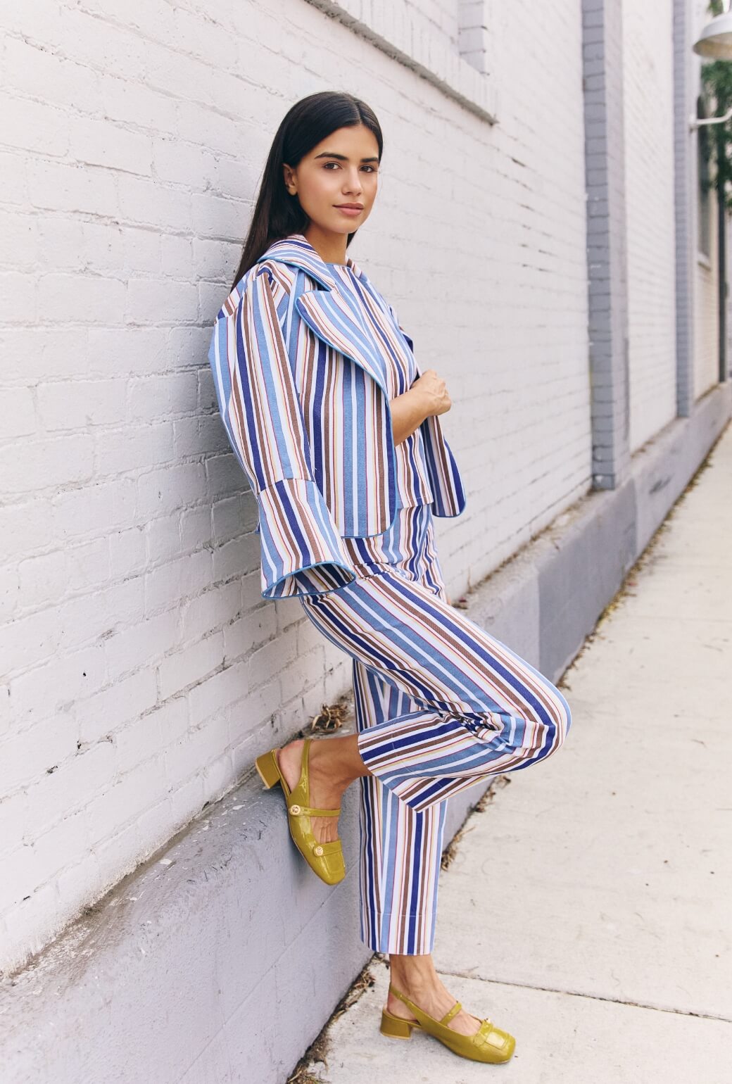 The Charlie Pant - Brown Stripe Twill