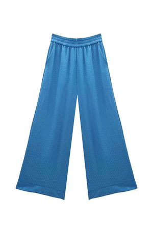 Wide Leg Trousers - Cornflower Dot